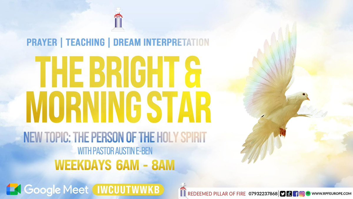 annabychou's tweet photo. Evening Family! ⛪️
We are pleased to announce that *Pastor Austin is back to the BMS morning sessions from Today@ 6am - 8am*!!

The Topic for the week will be on:
*”THE PERSON OF THE HOLY SPIRIT”*

*MEETING CODE:*
*IWC-UUTW-WKB* https://t.co/ZsAsI8LRJT
