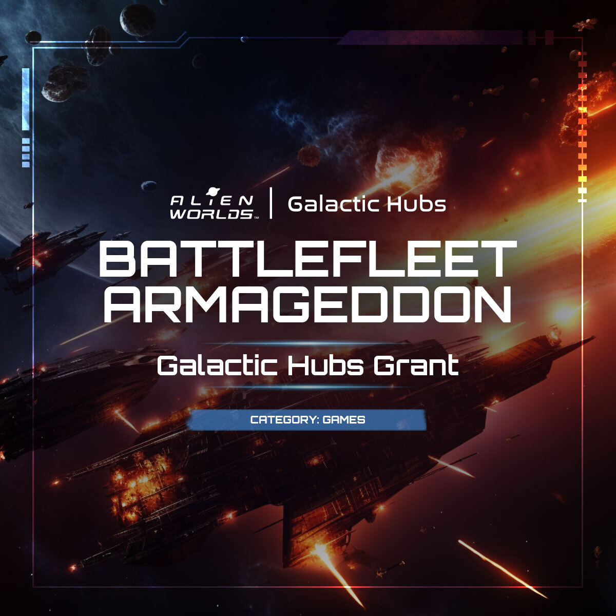 Attention Explorers! 👽
#GalacticHubs is proud to unveil their latest grant recipient: Battlefleet Armageddon, the cutting-edge auto battler set in the expansive Alien Worlds Metaverse.