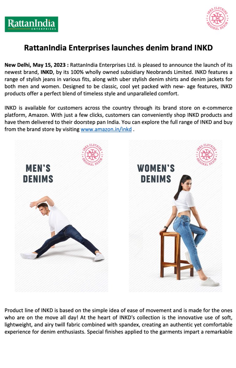rttnind's tweet photo. Embrace your unique style and make a statement with our newest ubercool denim brand INKD !!

Buy now : https://t.co/jab9kJ10D3 

#INKD #DenimLovers #GetINKD #Neobrands #Launch https://t.co/30TPhWnW5D