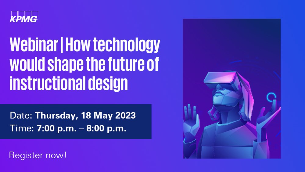 KPMGIndia's tweet image. [Webinar] 
Whether you are a #trainingmanager, #contentdeveloper, an aspiring #instructionaldesigner or an #elearning professional, this webinar will give you valuable insights and practical tips to stay ahead. Register here: kmeet-india.zoom.us/webinar/regist…