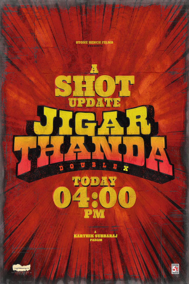 AbGeorge_'s tweet photo. Get ready for a SHOT Update from team #JigarthandaDoubleX, today at 4PM...
#aSHOTupdate https://t.co/ubisvDPrky