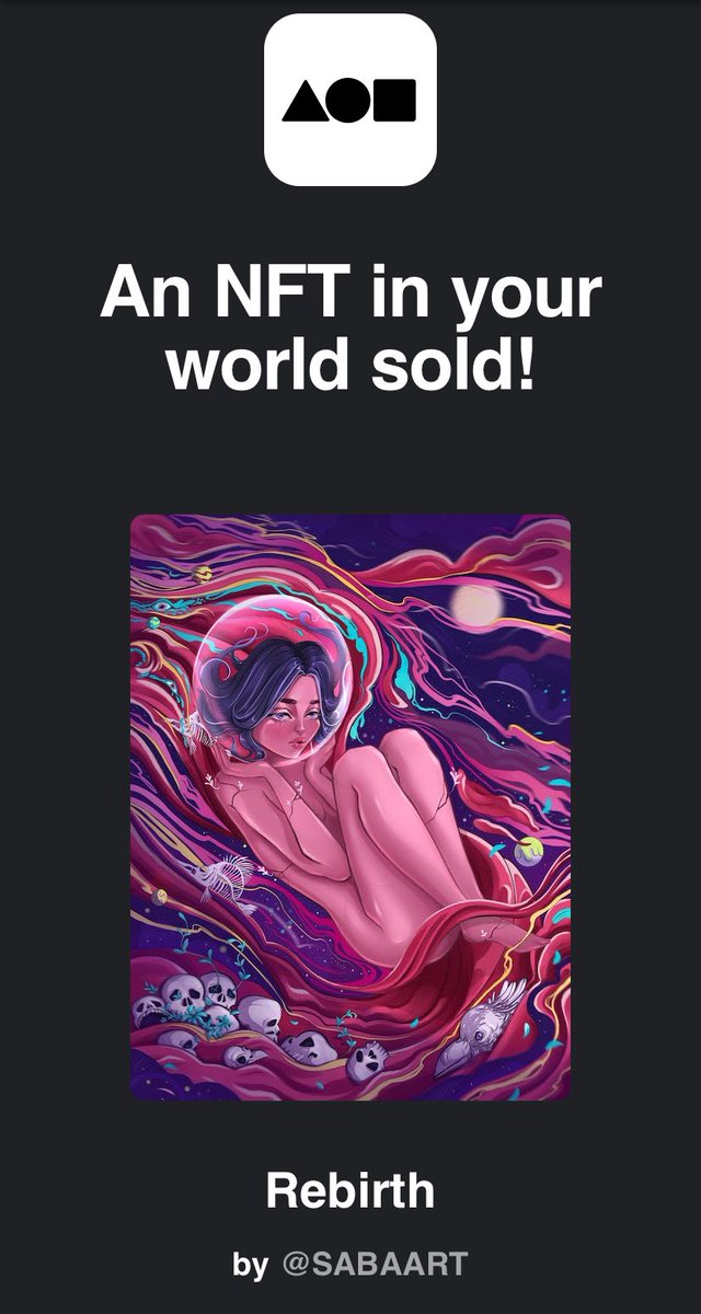 🔥🚨 SOOOLD!🚨🔥

This beautiful piece by <a href="/SABAART90/">💫SABA💫</a> has been sold in our world!
Thanks to <a href="/barrycollier/">Barry Collier</a> for collecting! 🫂
Anyone who grab a piece from our world will be airdropped a DAO token and can join the fam if they want to… Please DM us! 🙌