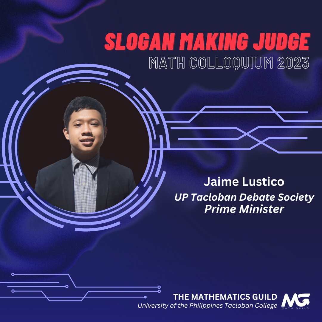 upvtcmathguild's tweet photo. 𝗠𝗘𝗘𝗧 𝗢𝗨𝗥 𝗘𝗦𝗧𝗘𝗘𝗠𝗘𝗗 𝗣𝗔𝗡𝗘𝗟 𝗢𝗙 𝗝𝗨𝗗𝗚𝗘𝗦 𝗙𝗢𝗥 𝗧𝗛𝗘 𝗦𝗟𝗢𝗚𝗔𝗡 𝗠𝗔𝗞𝗜𝗡𝗚 𝗖𝗢𝗠𝗣𝗘𝗧𝗜𝗧𝗜𝗢𝗡

Good luck participants!

#TheMathematicsGuild 
#MathColloquium2023 https://t.co/JtEqkNVMD3