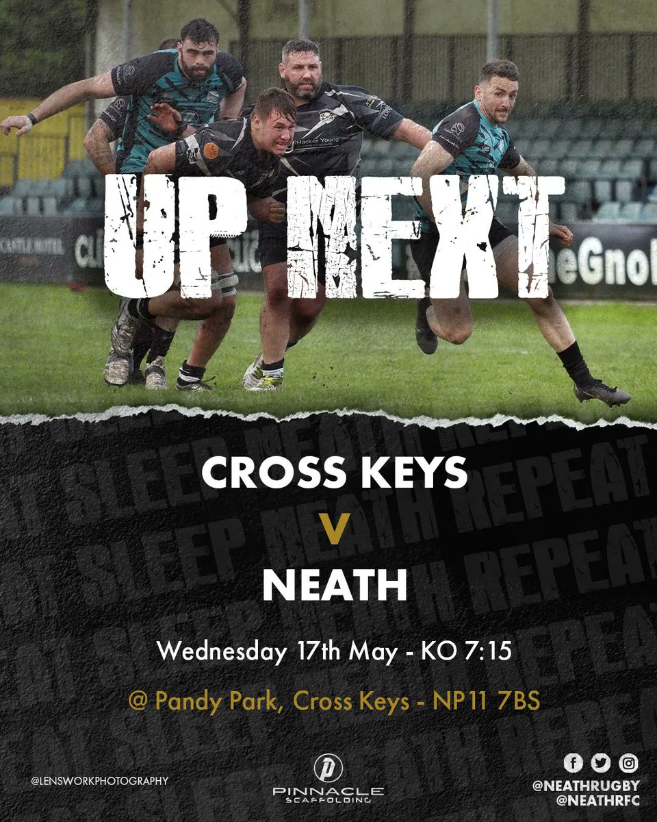 neathrfc's tweet photo. UP NEXT: CROSS KEYS v NEATH (AWAY) ⚫️🏉
🗓 17.05.23
⏰ 7.15 KO
📌 Pandy Park, Cross Keys – NP11 7BS
Team news etc., to follow late Tuesday / Wed’ AM.
#EatSleepNeathRepeat #NeathRFC #FollowTheBlacks https://t.co/ooqTtIoPYI