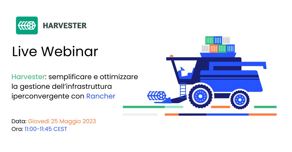 Cerchi una soluzione HCI moderna, aperta e interoperabile che aiuti a semplificare e ottimizzare la gestione della tua infrastruttura IT? 
Scopri la nostra soluzione #Harvester 🤓

Partecipa al nostro webinar  il 25.05.2023 👉 okt.to/l2iJqh