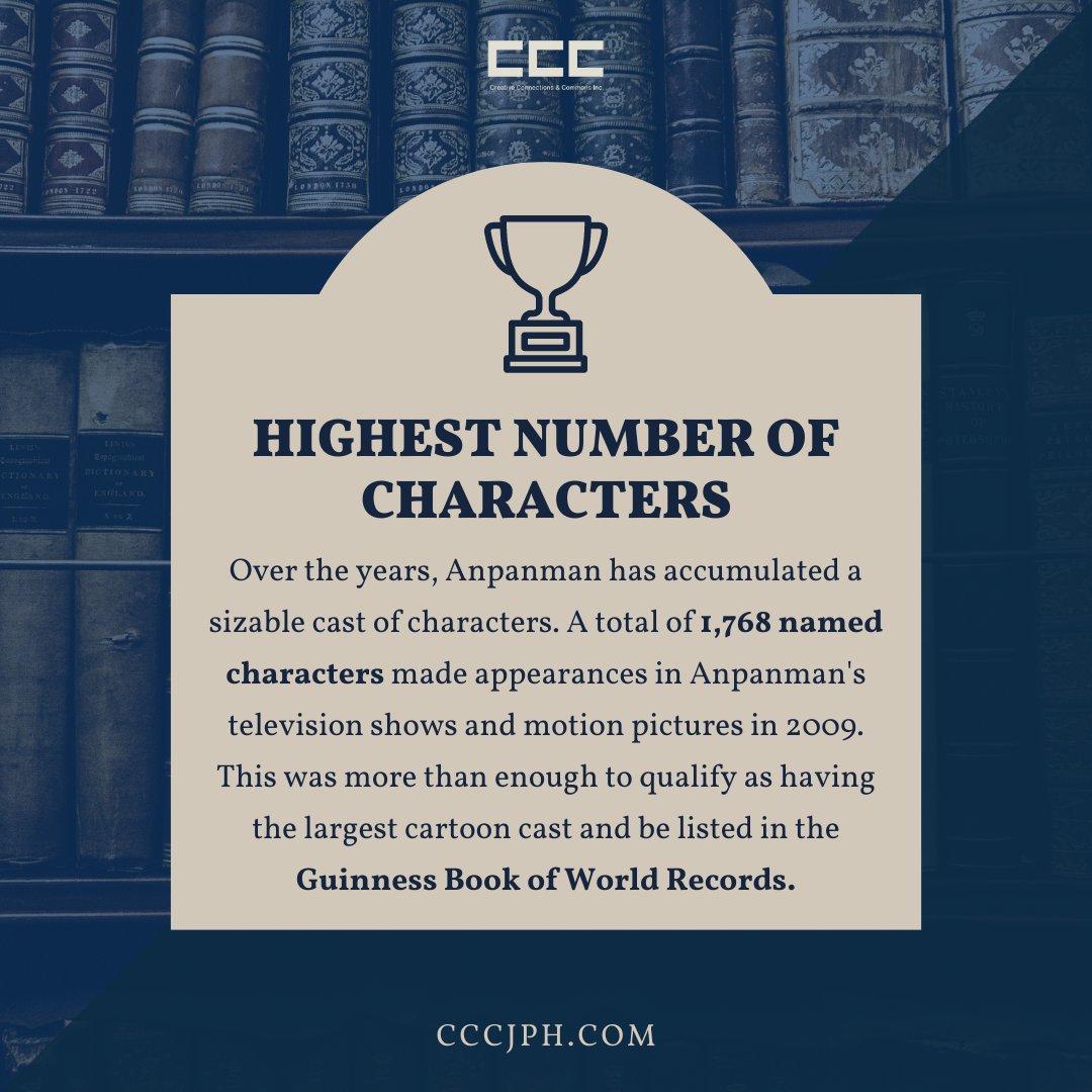 CCCjph's tweet photo. DID YOU KNOW? 📚

Anpanman earned its Guinness Record because of its sizable cast of characters. With a total of 1768 named characters, it definitely deserves the award.

#Guinness #AnimeRecord #Anpanman #Characters #Translation https://t.co/eszJufW4xl