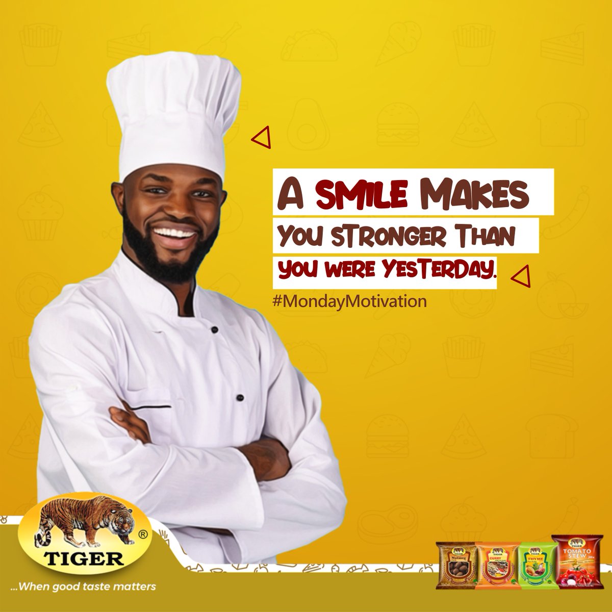 The easiest way to change your outlook toward each day is to smile. 
It's Monday! Start the day with a smile 😀

#MondayMotivation #TigerSpices #WhenGoodTasteMatters #Spices #Herbs #HerbsAndSpices