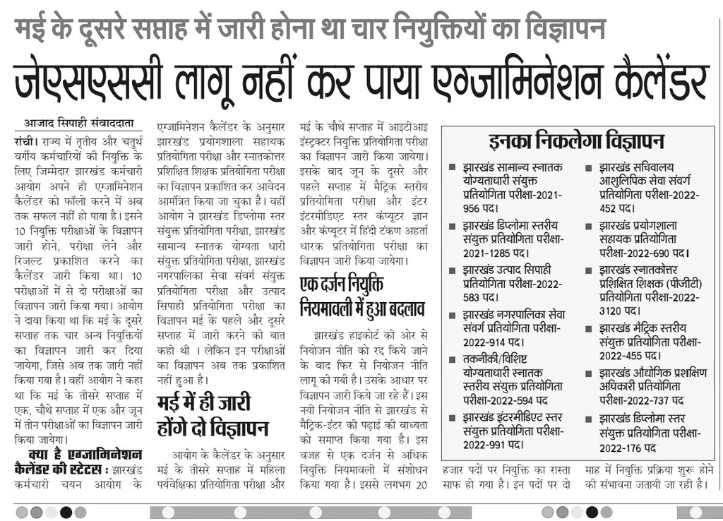 JSSC-CGL Notifications | झारखंड में नियुक्तियों का विज्ञापन के लिए छात्र आज भी इंतज़ार कर रहे हैं, यूट्यूबर जो दावा कर रहे हैं सब फेल हो गया है। अब फेल हो गया है, तो फेल ही कहा जाए, नियुक्तियों का विज्ञापन फिलहाल आएगा , खबर में कोई दम नही है।