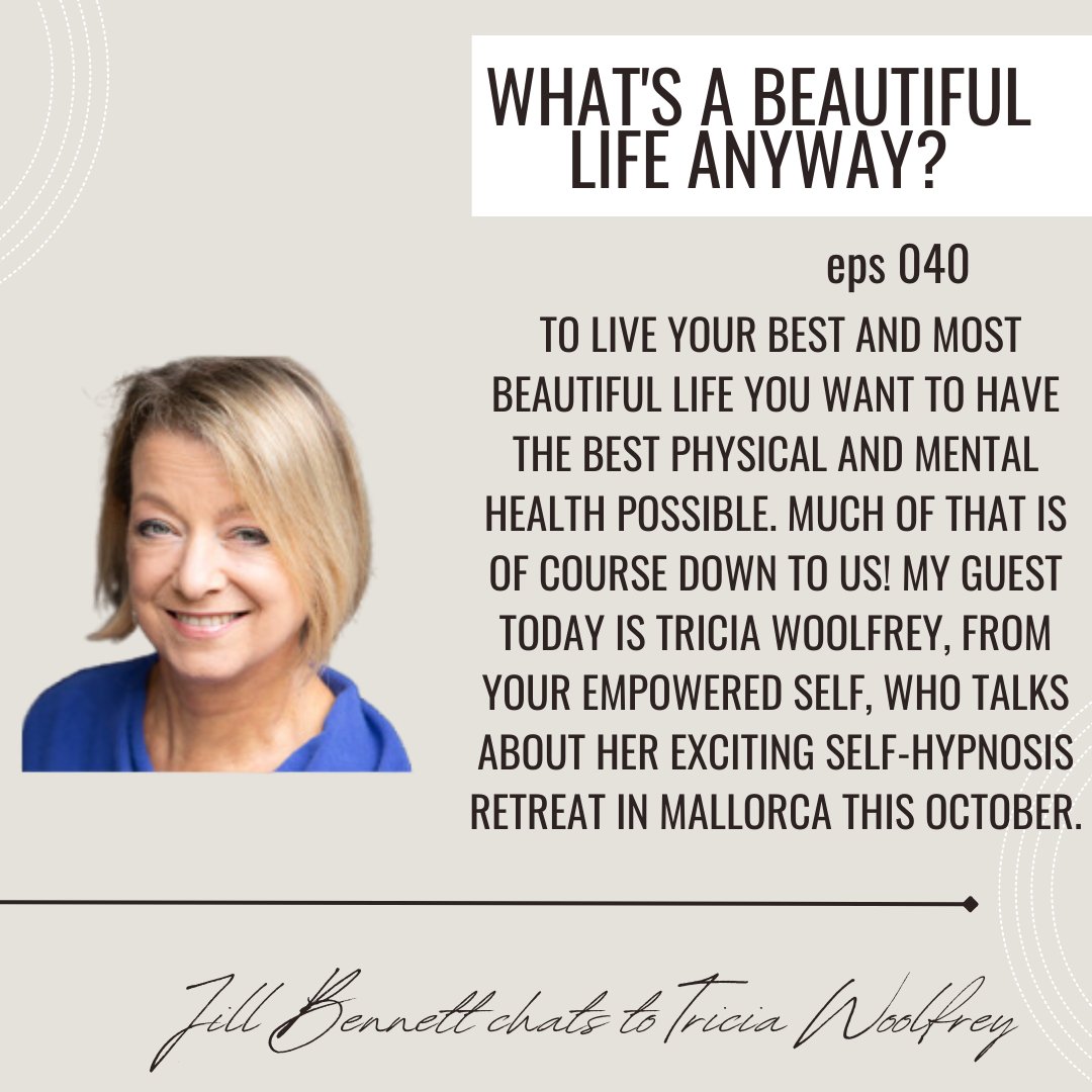 Episode 40 of “What’s a Beautiful Life Anyway?” is live. My guest <a href="/TriciaWoolfrey/">Tricia Woolfrey</a>  talks to me about her exciting new retreat in Mallorca this October. 

Listen to the podcast here:  buzzsprout.com/1929948/128441… 
Rather watch a YouTube video: youtu.be/XwsTPZboD7U