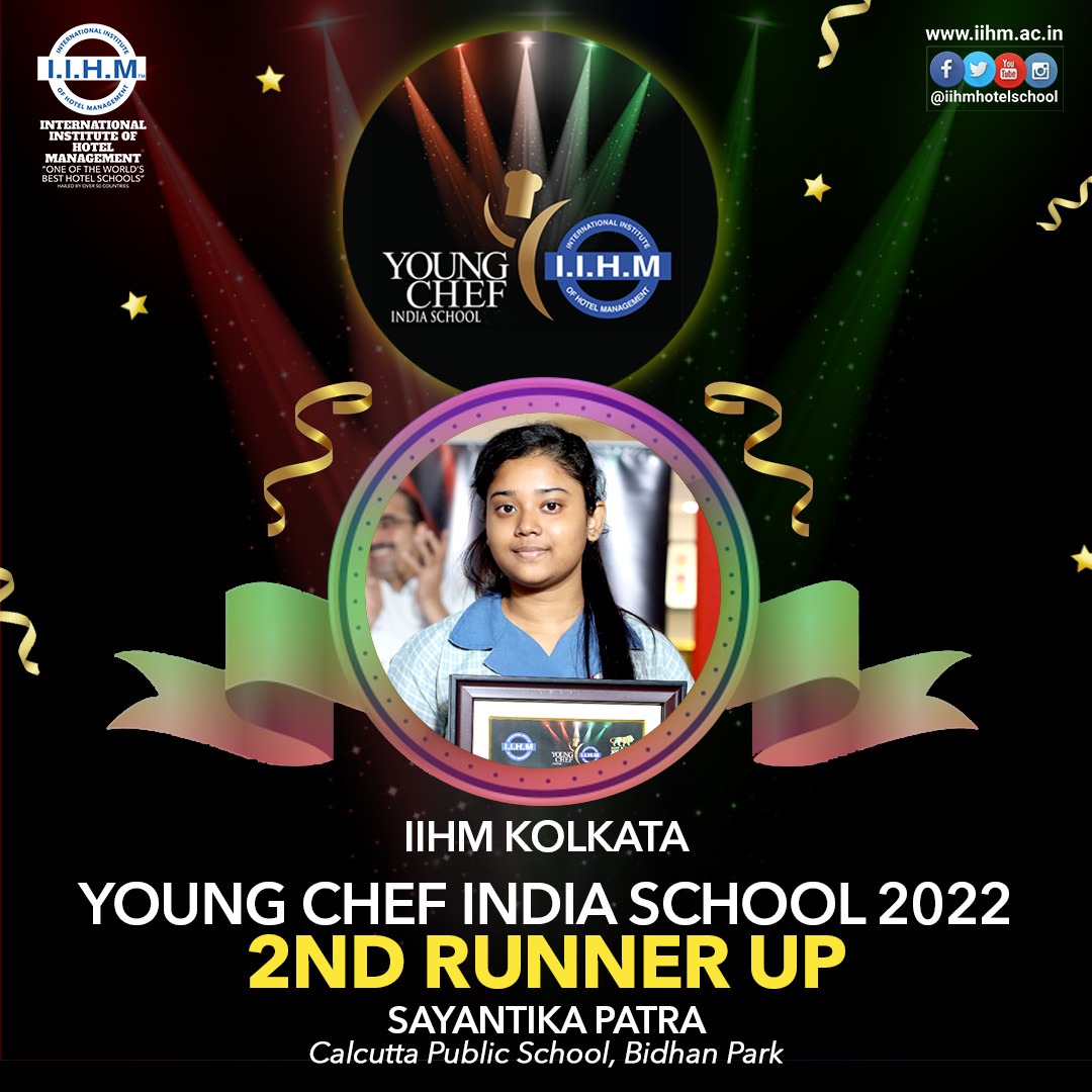 IIHMHOTELSCHOOL: IIHM family congratulates Sayantika Patra from Calcutta Public School, Bidhan Park win the position of 2nd Runner up in the action-packed IIHM Teacher Chef India Finals 2022. 

#iihmbest3years #worldlovesiihm #TCI2022 #TeacherChefIndia20…