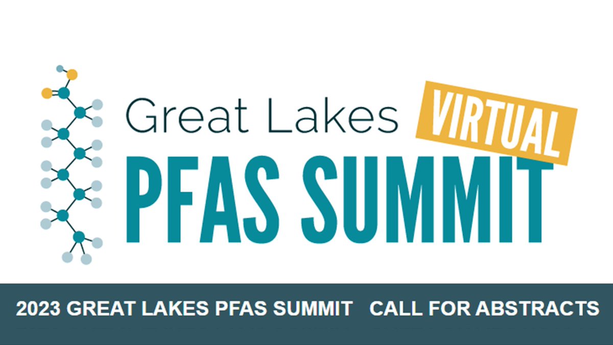MichiganEGLE's tweet photo. Interested in sharing your work on PFAS? We're seeking speakers for the 2023 Virtual Great Lakes PFAS Summit, taking place December 5 – 7, 2023.
Abstract submission deadline is July 2, 2023.
Learn more: https://t.co/jfVmTDBVwT #GLPFASsummit https://t.co/mW7LSiEvQq