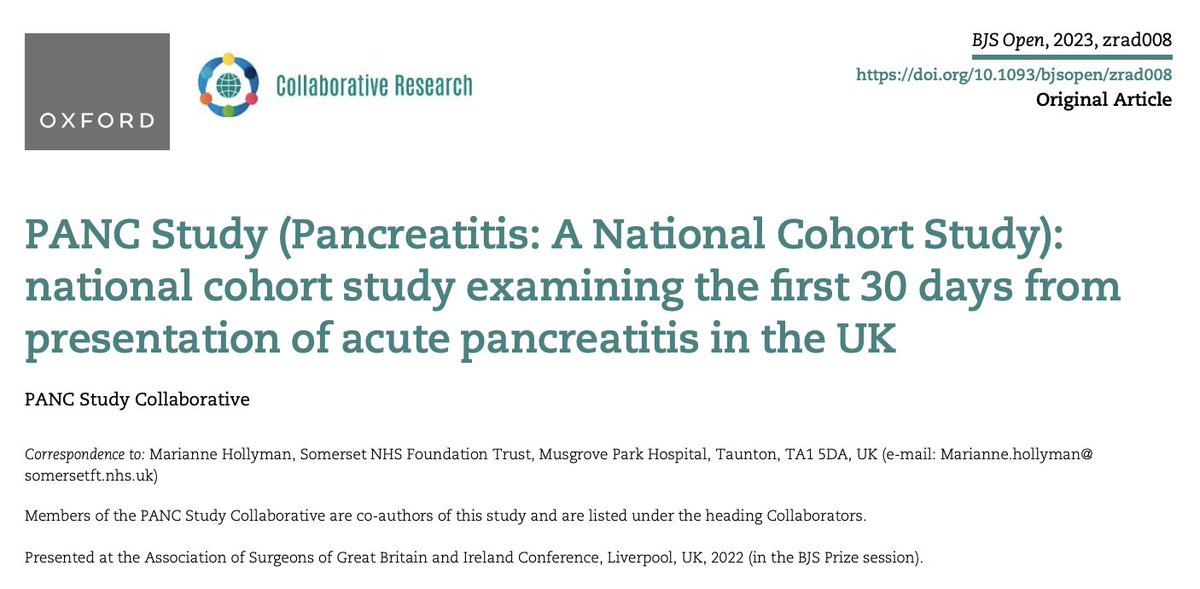 Gio_Marchegiani's tweet image. Acute Pancreatitis 🇬🇧 a National Cohort Study of 30 days after presentation

🪨 Of 2.5k cases 50% stones, 22% idiopathic

🧯 Most are self limiting, recurrent attacks are a protective factor

😱 Mortality 2% predicted by age, male, frailty 

academic.oup.com/bjsopen/articl…