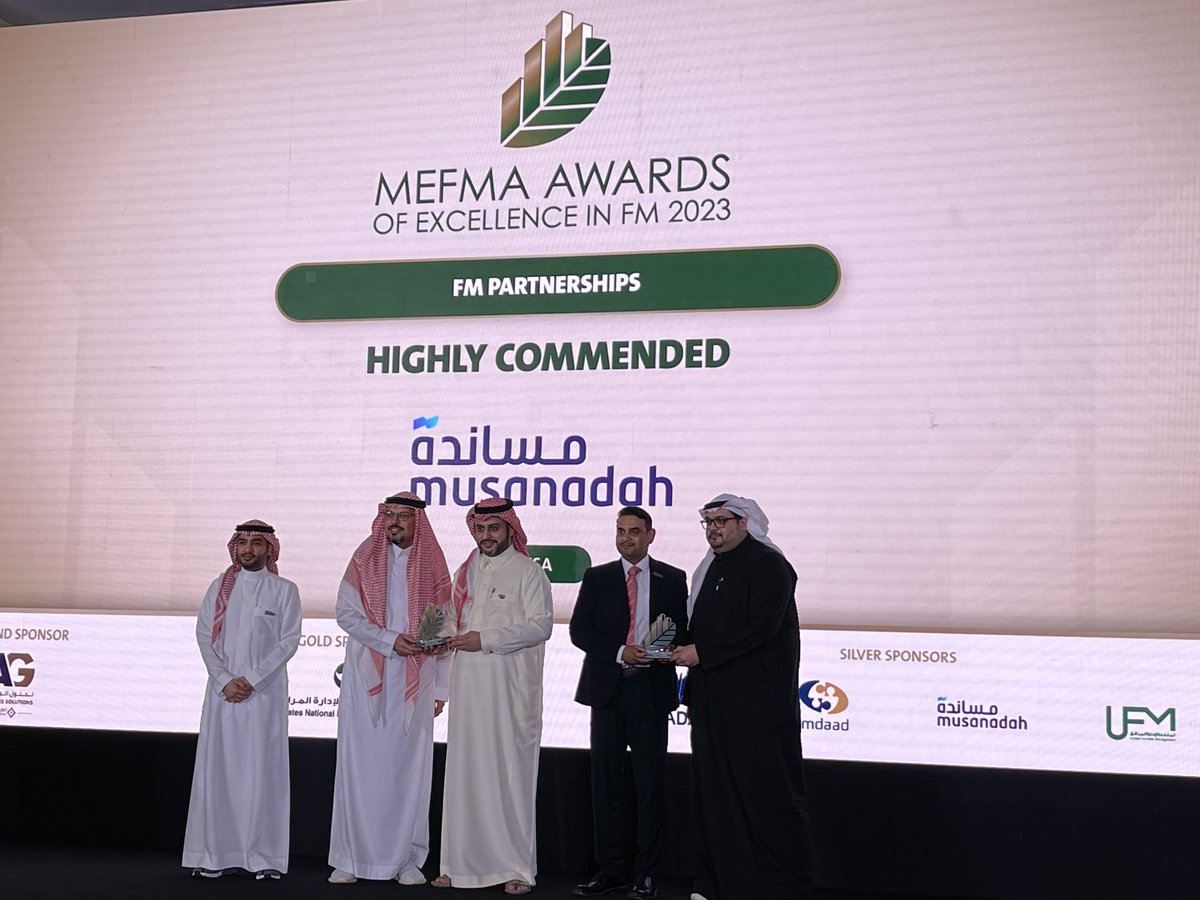 Musanadahfm's tweet photo. Thank you to @MEFMA for organizing an outstanding awards gala dinner in Dubai last week.

We were proud to be highly commended by the #MEFMA Awards judges for our work together with our long-term partner, #KAEC.

#Musanadah
#ForAVibrantSociety

#MEFMAAward2023 https://t.co/Bg7x1HHopU
