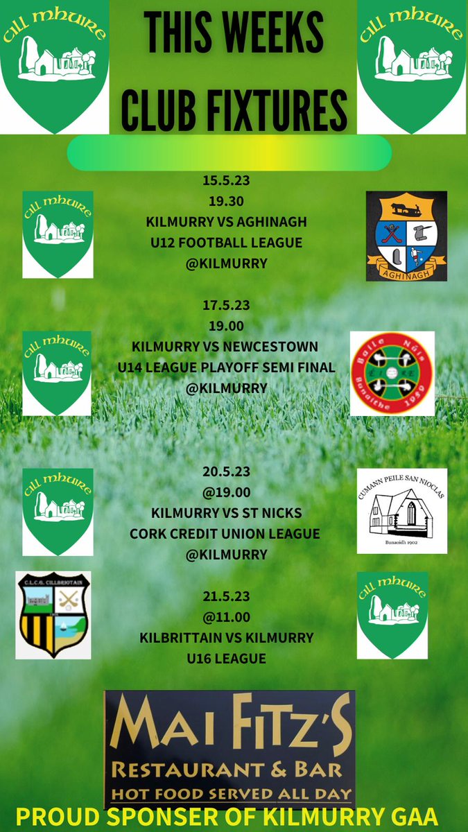 Kilmurry GAA on Twitter "Up coming fixtures"