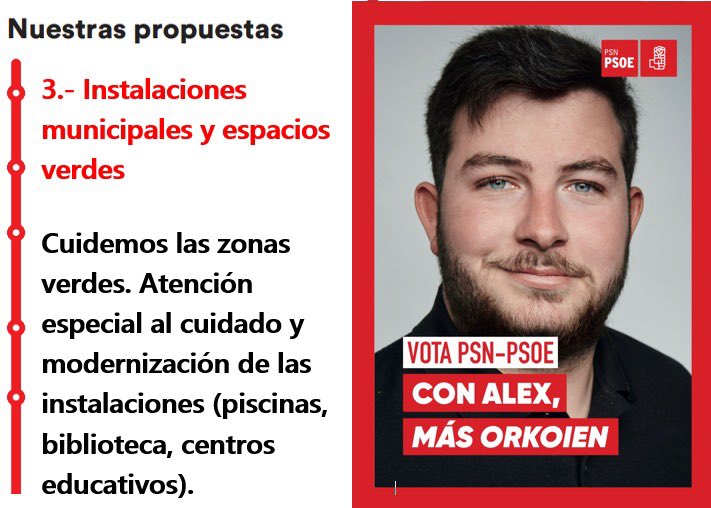 🟢MEDIDAS | 3 | Instalaciones municipales y zonas verdes

En colaboración con <a href="/gob_na/">Gobierno de Navarra</a> plan inversiones sostenibles para modernización de piscinas, biblioteca y colegios. Cuidado de las zonas verdes como espacios de paseo y convivencia vecinal.

#ConÁlexMásOrkoien 
#VotaPSNPSOE