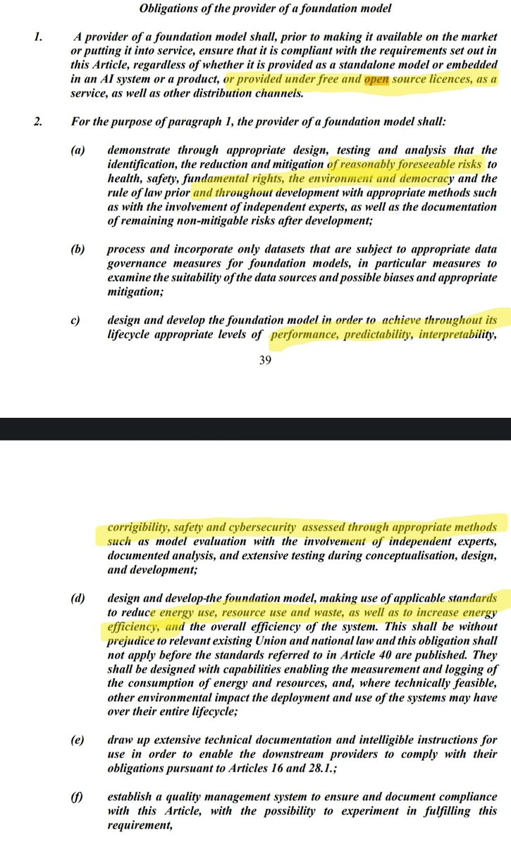 antor's tweet image. Una de las cosas que va a hacer la regulación europea de IA es desincentivar ya no el desarrollo sino el acceso en Europa de cosas como Llama, Vicuna, etc. (modelos fundacionales) al margen de que sean de alto riesgo o no.

europarl.europa.eu/meetdocs/2014_…