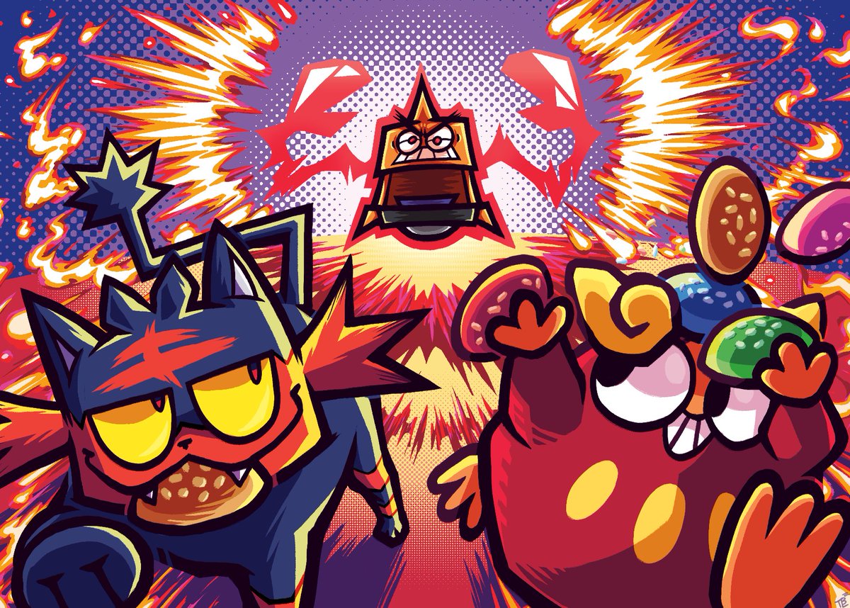 print i designed for the <a href="/fireblastzine/">🔥Fire Blast!🔥</a>! physical merch cant be produced at the time unfortunately, but the digital zine is up for free! check it out!!
#pokemon