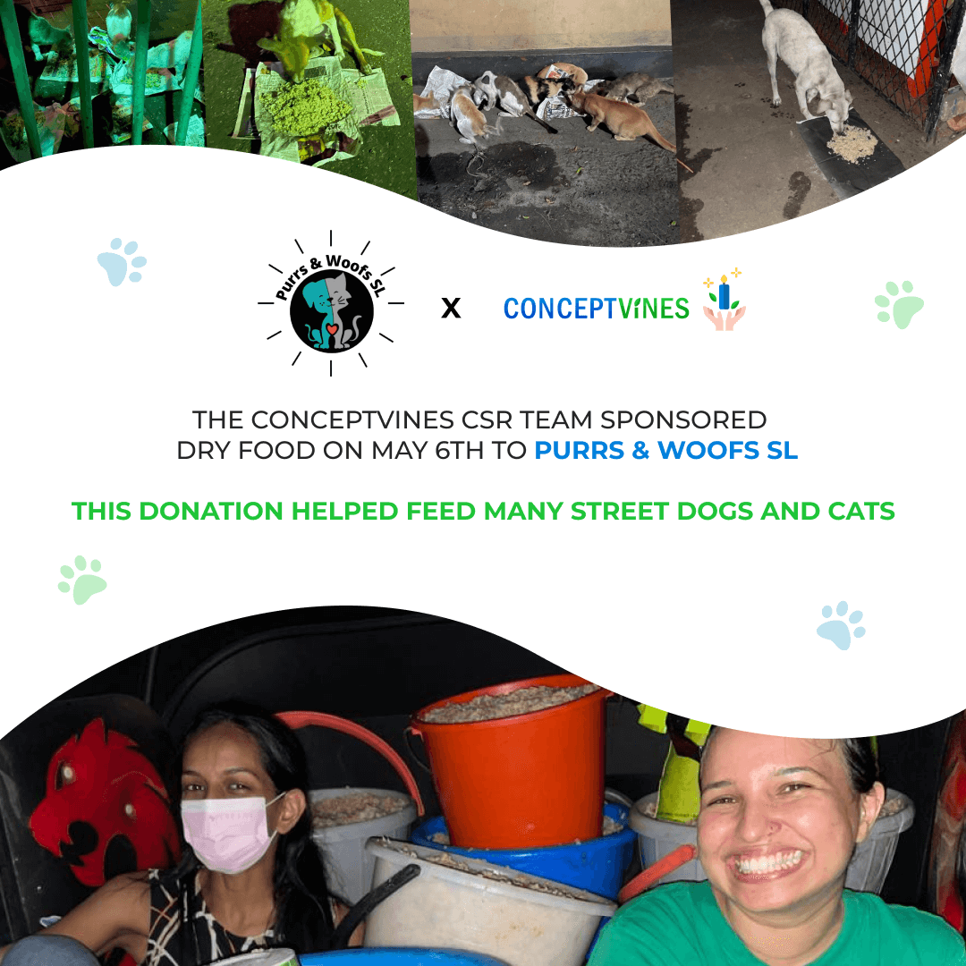 conceptvines's tweet photo. The #ConceptVines CSR Team completed another successful initiative for the year!

The Team helped provide dry food for stray dogs and cats with Purrs and Woofs SL.

#CSR #teambuilding #worklifebalance #ConceptVinesLife #csrinitiative https://t.co/450N6Vv2WZ