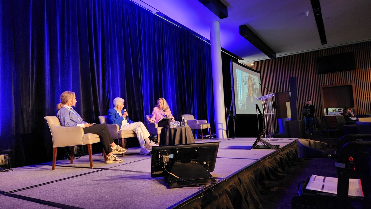 A superb end to day 1 at the #ariiaconference2023 - Jean Kittson AM, Dawn Fraser SC MBE, Susie Meagher and Ita Buttrose AC OBE on the couch to discuss #positiveageing