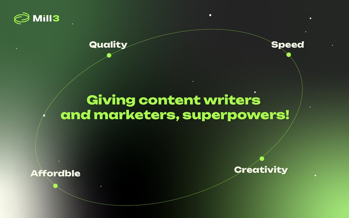 Mill3AI's tweet photo. 🦸We always wanted superpowers since childhood.

✍️ Luckily for content writers and marketers, it's becoming a reality with the #Mill3 emerging!

✨ It balances perfectly between Quality, Speed, Creativity, and Affordability.

Give it a try🤝

💎 https://t.co/v7NsgMi8n9 https://t.co/bP23lWNTjv