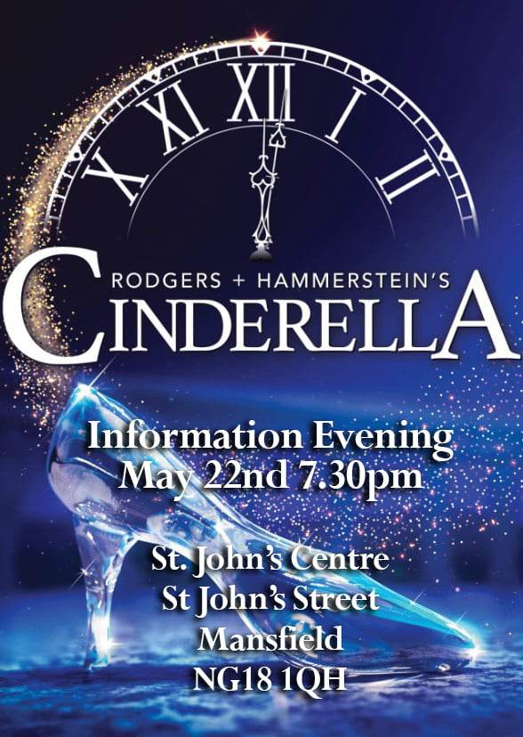 DON'T FORGET IT'S OUR INFORMATION EVENING NEXT WEEK!

Just drop in at 7:30pm at St John's Centre on Monday 22nd May to find out how to be a part of this magical production. 

#cinderella <a href="/MansfieldPalace/">MansfieldPalace</a> #musicaltheatre #Mansfield