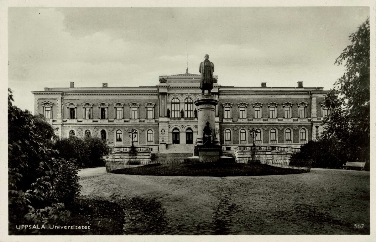 In recognition of Sweden's triumph in #Eurovision2023 #HigherEducationPostcard 15.5.23 shows @UU_University The Papal Bull which in 1477 founded Uppsala gave the fledgling university the same rights and freedoms as Bologna. Linnaeus the taxonomist was a professor at Uppsala