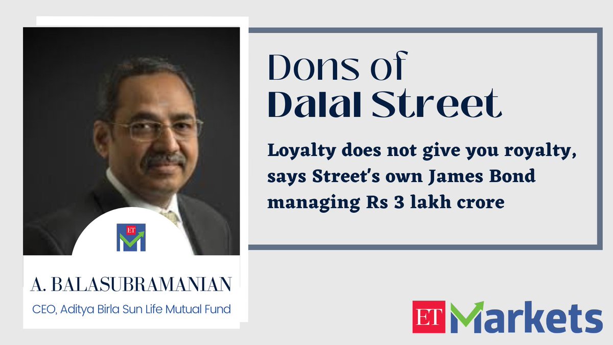 ETMarkets's tweet photo. #DonsofDalalStreet: I may be loyal to the firm, but I have to do my hard work and contribute to the success of the responsibility we have, says A. Balasubramanian (@MFBALA), CEO, @abslmf

https://t.co/W6ZeofcQOW https://t.co/lLOMJUEQNP