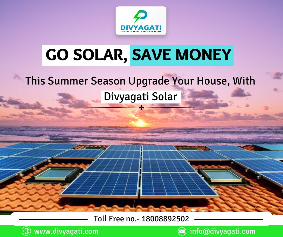 divyagatisolar's tweet photo. GO SOLAR, SAVE MONEY
This Summer Season Upgrade Your House, With 
Divyagati Solar,
#MGcometev #Pilot_JanSangharshYatra #MerLifeApp #HappyBirthdayRAPO #SportstarAlllnForSports #KalyanJewellers #96hrs #DKShivkumar #Salaar #MSDhoni #MadhuriDixit #Jyotika #Türkiye #KarnatakaCM #RCB https://t.co/P1GDFQILaL