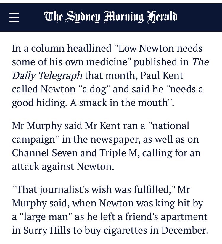 brendenfingers's tweet image. Interesting stuff here. Paul Kent suggesting in a DT article that Matthew Newton, A DV offender needs a good punch in the mouth, and refers to him as a dog. @FOXNRL, wondering if the same applies here? If of course you’ve actually acknowledged his charge and arrest?