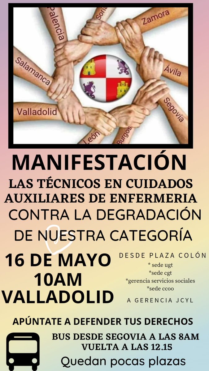 Mañana en Valladolid a por todas!!  ⁦<a href="/no_tdae/">Movilización Tcaes no somos Tade</a>⁩ ⁦<a href="/nortecastilla/">El Norte de Castilla</a>⁩
⁦<a href="/CCOOTV/">CCOO TV</a>⁩ ⁦<a href="/UGT_Comunica/">UGT</a>⁩ ⁦<a href="/cgttelemadrid/">CGT Telemadrid</a>⁩ ⁦<a href="/unidadporc1/">UNIDAD POR EL C1</a>⁩ ⁦<a href="/TcaisD/">PLATAFORMA TCAI's PELS NOSTRES DRETS</a>⁩ ⁦<a href="/julior126/">Julio</a>⁩ ⁦<a href="/Aladina766/">SANDRA E C 🇪🇸🇪🇸</a>⁩ ⁦<a href="/ClaraMartnGarca/">Clara Martín García</a>⁩