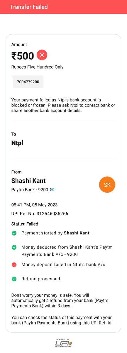 bitsfuture700's tweet photo. Paytm is an NSE Listed Company but can't handle the problem of Rs. 500 Fail Transaction.
Should Paytm try to take my money because customer care is always saying, "Server problem cant give update". is this kind of company registered with NSE ?
contact number 7004779200 https://t.co/qQ0FQRRqVk