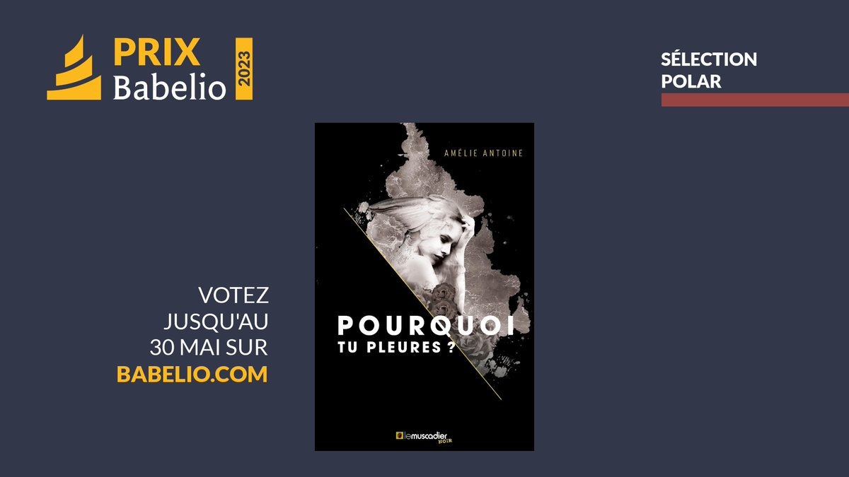 Cette année, le livre d'<a href="/AAntoineAuteur/">Amélie Antoine</a>, Pourquoi tu pleures ?, est sélectionné pour le Prix Babelio, dans la catégorie Polar. Pour soutenir le roman et son autrice, rendez-vous sur la page Babelio pour voter jusqu'au 30 mai : babelio.com/prix-babelio !