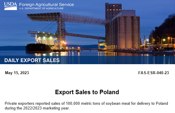 U.S. #Soymeal #Exports to #Poland. #USDA #FAS #FlashSales