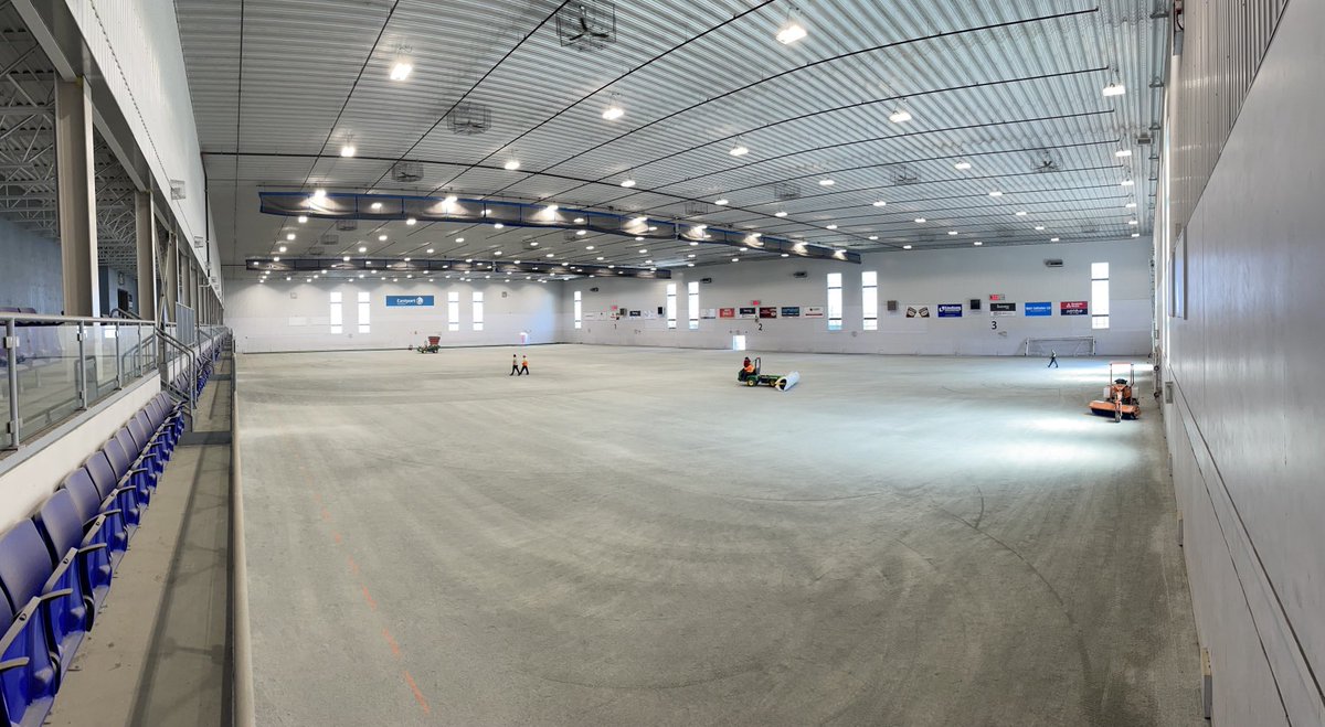 We have started installing the new turf in the field house 👍👍