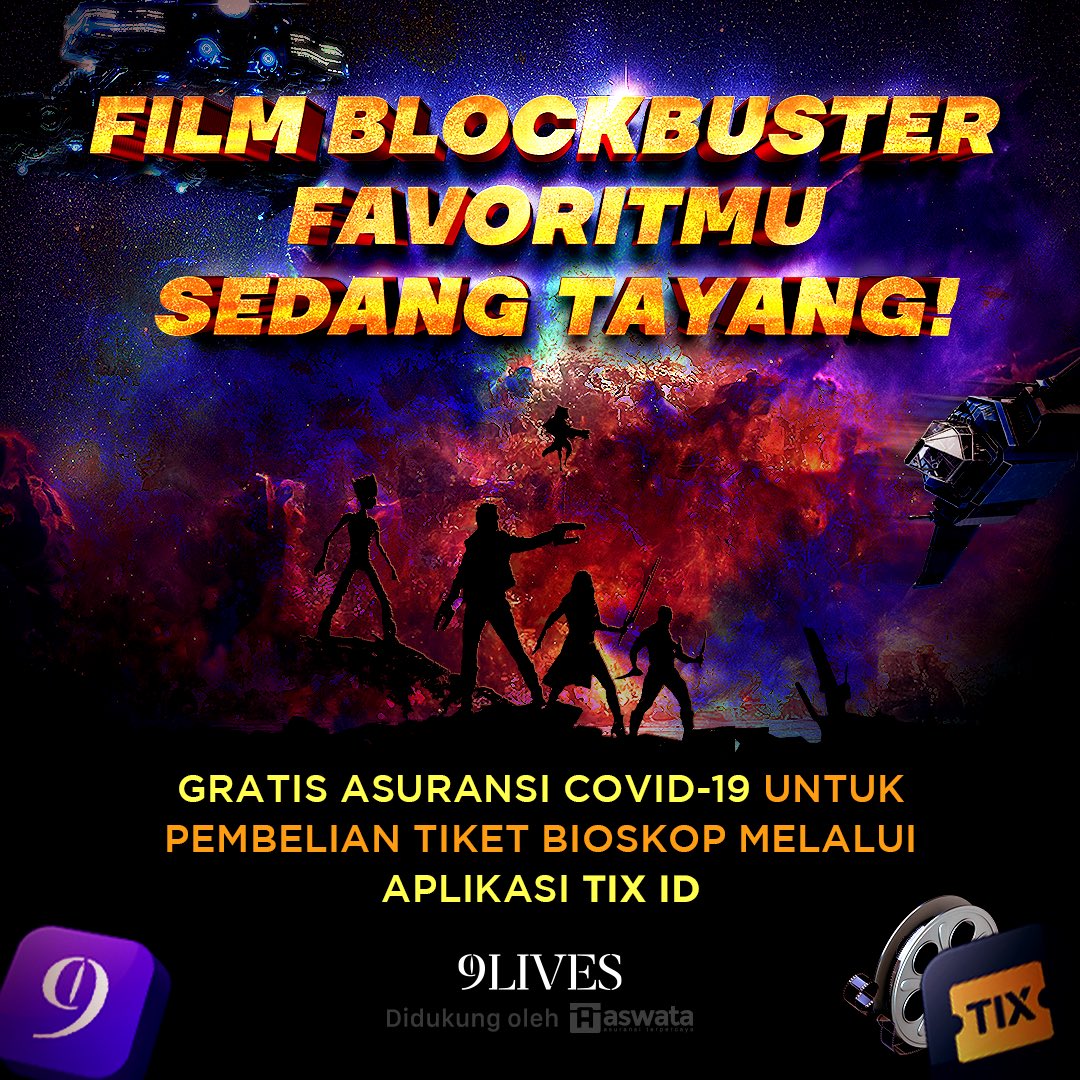 9LivesID's tweet photo. Penggemar film blockbuster! Pesan tiket bioskopmu melalui aplikasi TIX ID dan ambil manfaat asuransi Covid-19 GRATIS! 

Tonton film favoritmu di bioskop dengan aman dan tenang 🥰 https://t.co/LC31hlnv4E