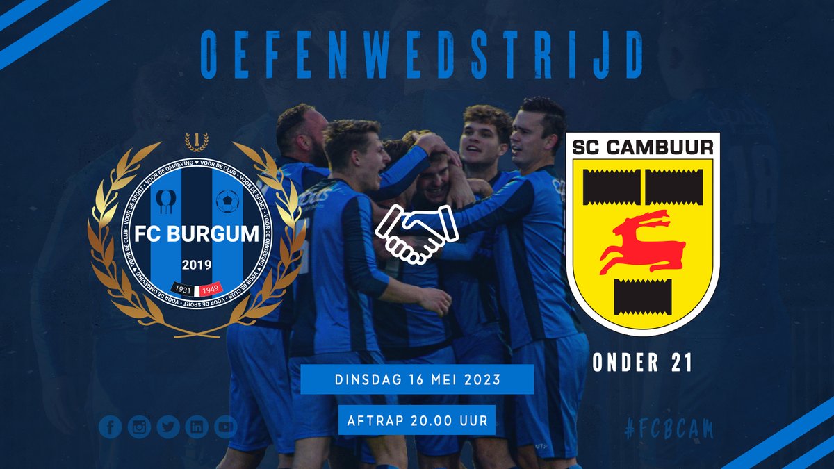 fcburgum's tweet photo. Morgenavond om 20:00 uur nemen we het in een oefenwedstrijd op tegen @SCCambuurLwd Onder 21💪⚽️ Een prachtig affiche op ons Sportpark Het Koningsland in Burgum.

Komen jullie morgen ook allemaal kijken?💙

#FCBCAM https://t.co/zfn5tkb4AT