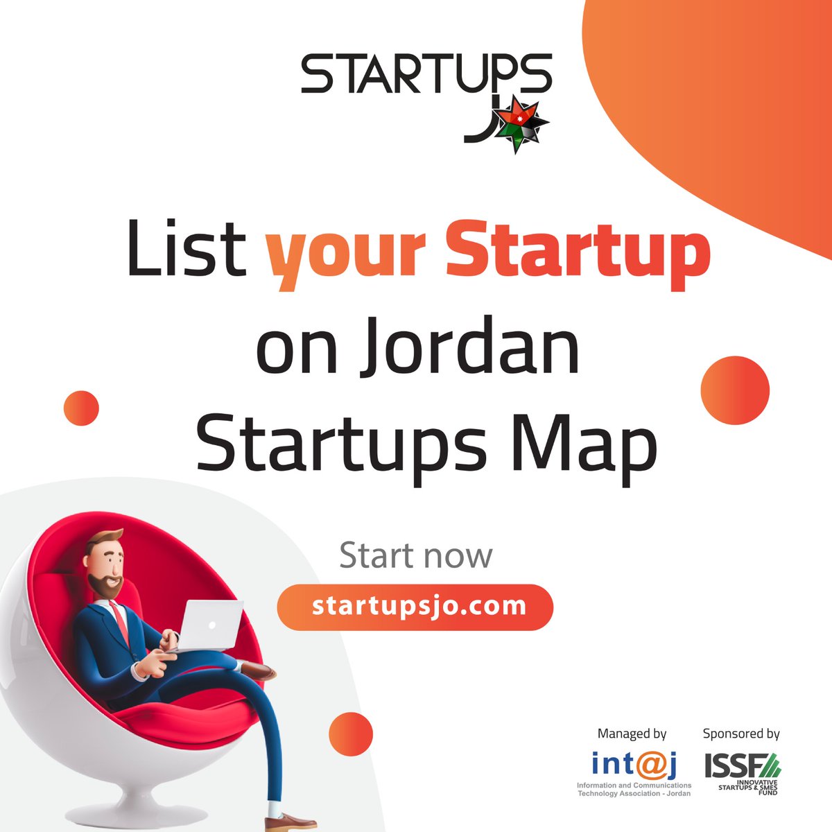 List your Startup on #JordanStartupMap &amp; Sign up your profile now at StartupsJo.com: Your Gateway to the Jordanian #Entrepreneurship Ecosystem

start today👇
startupsjo.com/user/register

<a href="/issfjo/">ISSFJO - Innovative Startups and SMEs Fund</a> <a href="/startupjo/">Startup Jo Council</a>