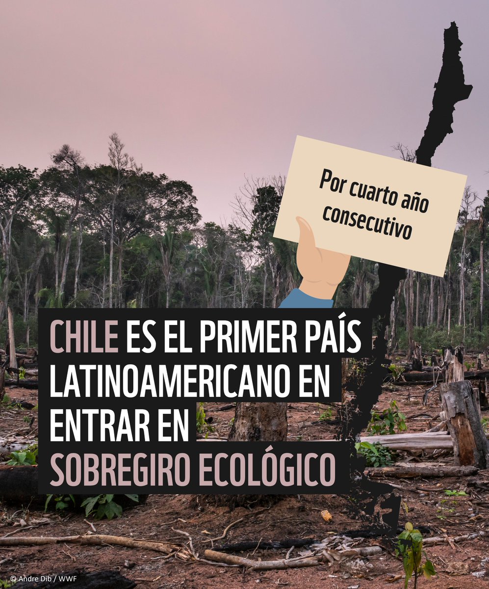 [1/4] Por cuarto año consecutivo Chile será el primer país latinoamericano en entrar en #Sobregiro Ecológico, coincidiendo con la fecha en que ocurrió el año pasado, cuando tuvo un adelanto de dos días desde el 17 de mayo, registrado en 2021, al 15 de mayo.