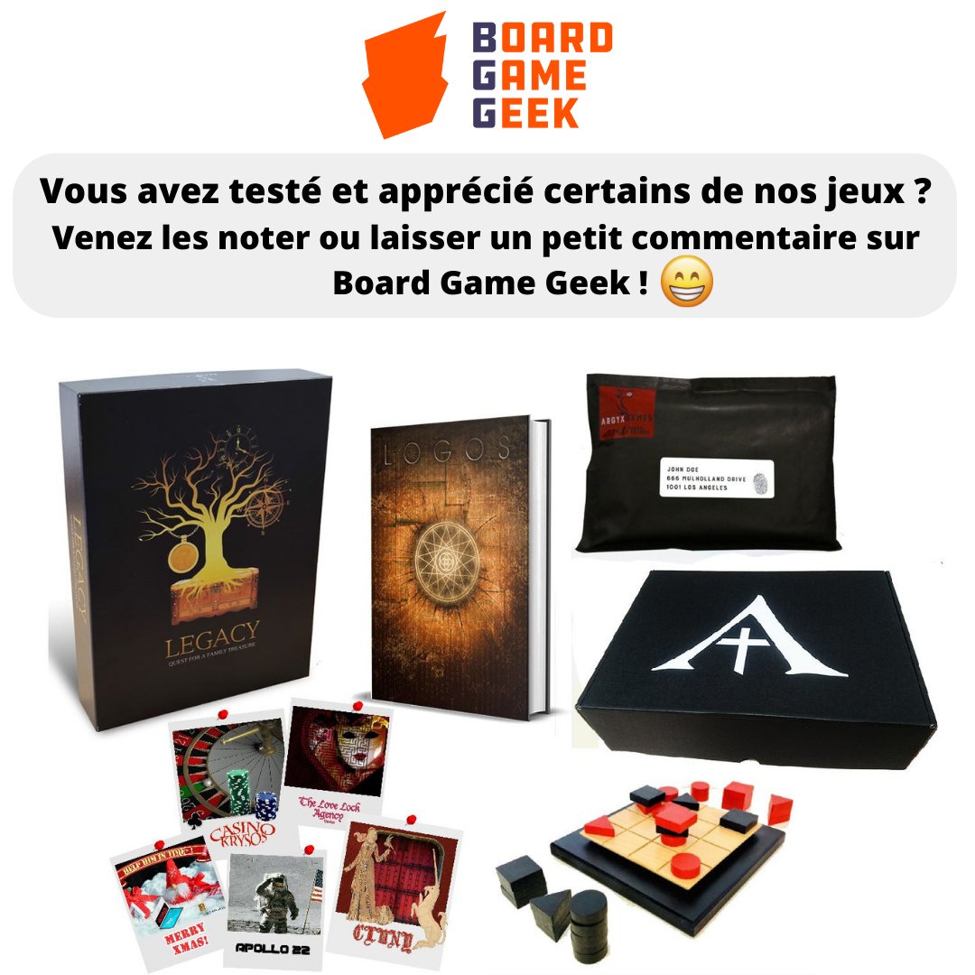 Pour nous soutenir 😎
boardgamegeek.com/boardgamepubli…
#escape #enquete #enigme #boardgamegeek