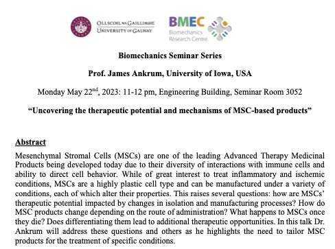 James Ankrum (@jamesankrum) on Twitter photo I look forward to visiting <a href="/uniofgalway/">Ollscoil na Gaillimhe | University of Galway</a> <a href="/Galway_Reg_Med/">MSc in Regenerative Medicine</a> next Monday and reconnecting with colleagues to discuss all things MSCs. Thanks <a href="/LaoiseMcnamara/">Laoise McNamara</a> and <a href="/gduffy00/">Garry P. Duffy</a> for the invite and organizing and <a href="/ambercentre/">AMBER</a> and <a href="/Fulbright_Eire/">Fulbright Ireland</a> for the opportunity. I look forward to visiting <a href="/uniofgalway/">Ollscoil na Gaillimhe | University of Galway</a> <a href="/Galway_Reg_Med/">MSc in Regenerative Medicine</a> next Monday and reconnecting with colleagues to discuss all things MSCs. Thanks <a href="/LaoiseMcnamara/">Laoise McNamara</a> and <a href="/gduffy00/">Garry P. Duffy</a> for the invite and organizing and <a href="/ambercentre/">AMBER</a> and <a href="/Fulbright_Eire/">Fulbright Ireland</a> for the opportunity.