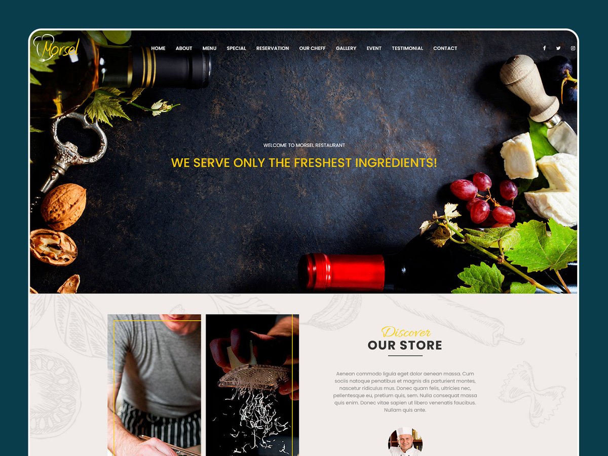 Restaurant Template is a Fully Responsive One Page HTML template that can be used for startup #restaurantwebsites or for a personal website.
.
themeforest.net/item/morsel-re…
.
#envato #themeforest #Restauranttemplate #HTMLTemplate #HTML #businesstemplate #Website #Template #Webdesign