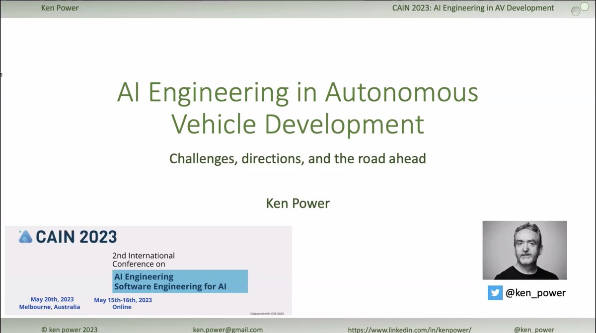 CAINconf's tweet photo. @ken_power keynote on "AI Engineering in Autonomous Vehicle Development" is starting right now. https://t.co/ZgWKR8NCb9
