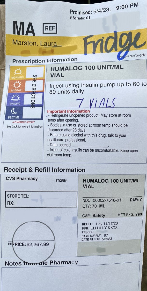 Daily reminder that a three month supply of my insulin is still $2,267.99. 

Happy Monday! 🇺🇸