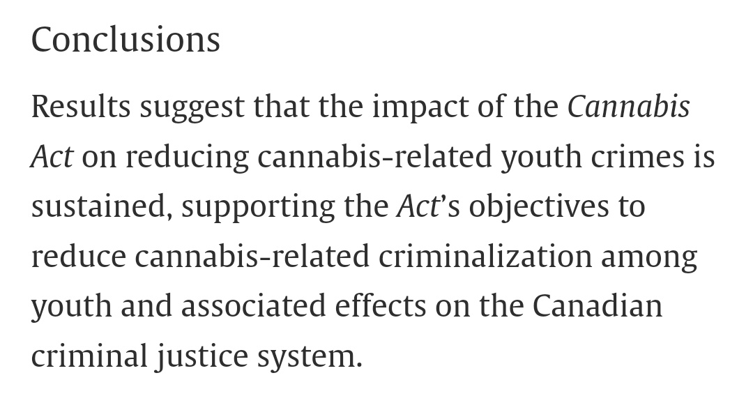 Canada's cannabis legalization and police-reported cannabis-related criminal incidents among youth, 2015-2021:
sciencedirect.com/science/articl… #cannabis #cjreform #drugpolicy #crime @PoliceForReform @OSULawDEPC