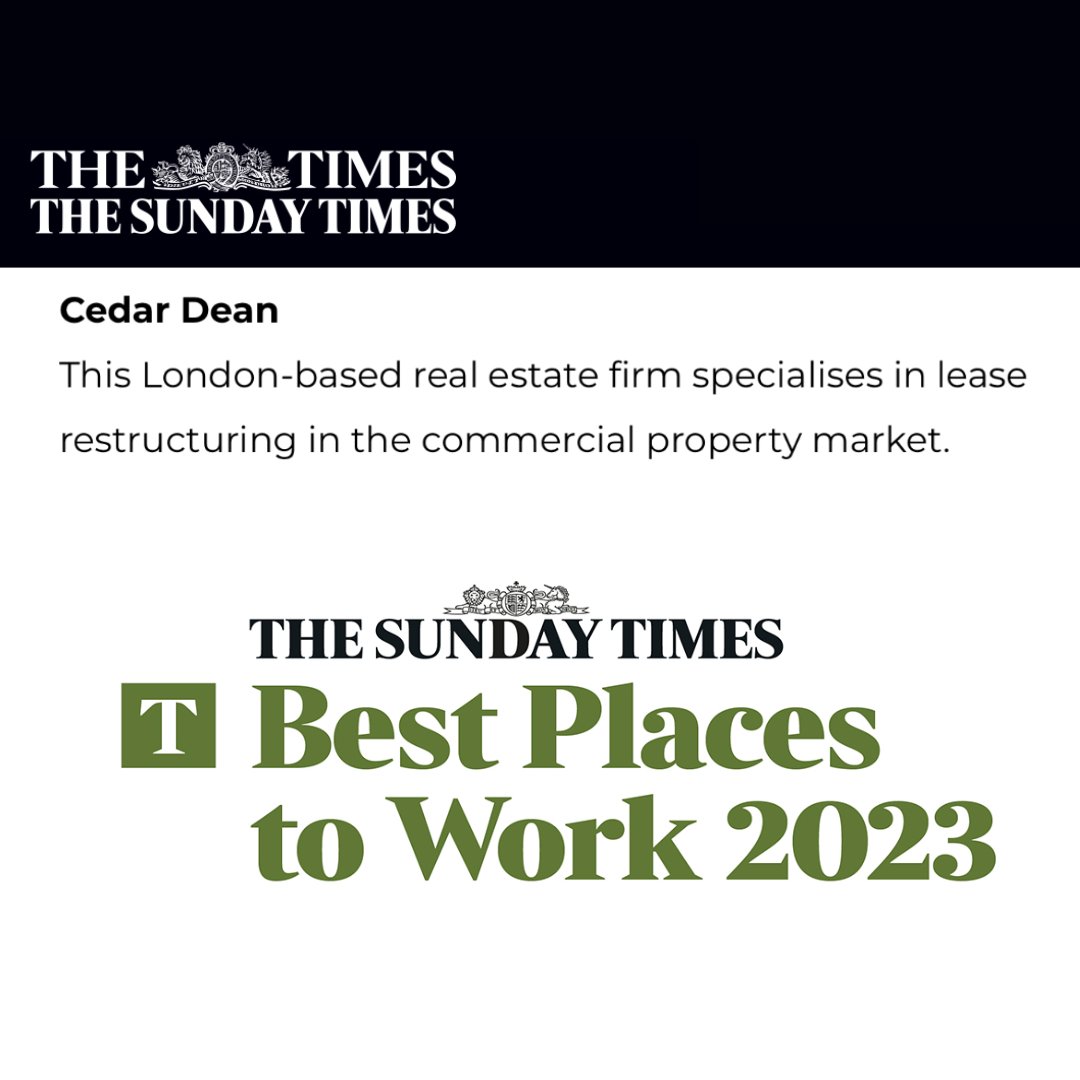 We are delighted to announce that we have been recognised in the Sunday Times Best Places to Work List 2023! 🏆

We are always on the lookout for outstanding individuals to join our team. If you are interested in a position with please get in touch! - info@cedardean.com.