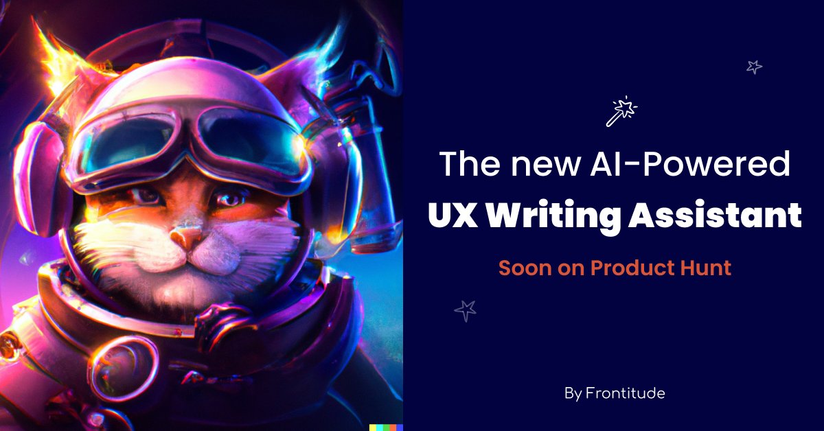 frontitude's tweet photo. Friends, colleagues, community… exciting news!

Very soon (🤫), we’ll launch Frontitude’s new AI-powered UX Writing Assistant on @ProductHunt! https://t.co/oOZQ8pEFnZ