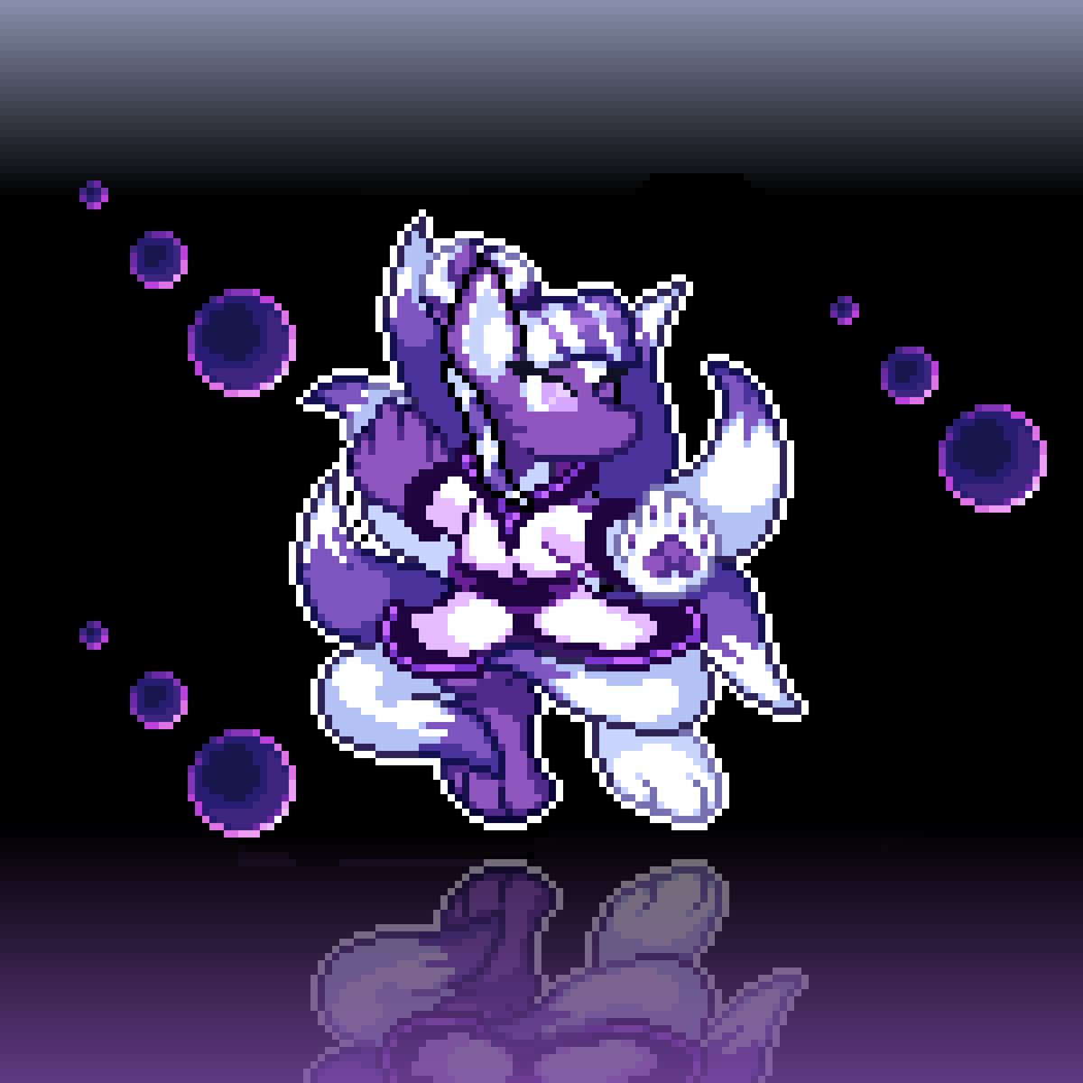 MarioGa87512515's tweet photo. This was quite a challenge to draw (especailly all those tails ;w;
Hope you like Yuki ^^

p.s. btw that's the same character just flipped, she's half white half purple :p

#pixelart #pixelartist #pixelartwork #digitalart #fanart #Kitsune #fantasy #fantasyart #fox https://t.co/sYimupnJyR