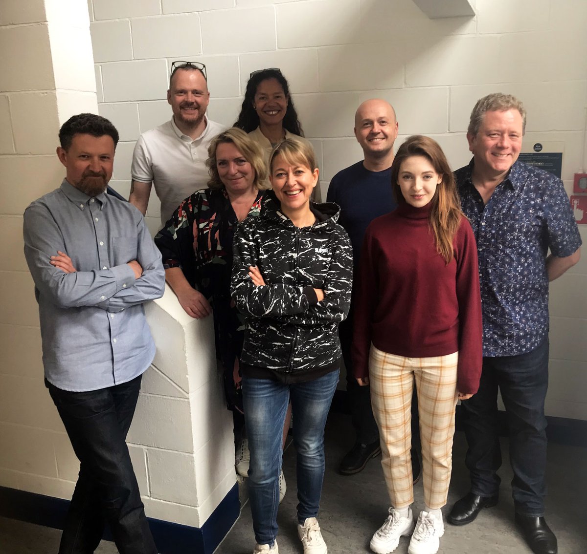 bigfinish's tweet photo. Hip hip hooray, it's Nicola Walker's birthday! 🥳 Here she is with the cast and crew of The Robots: Volume 1! 🎂 https://t.co/RvZnhLt4am https://t.co/aBdU7zCPvv