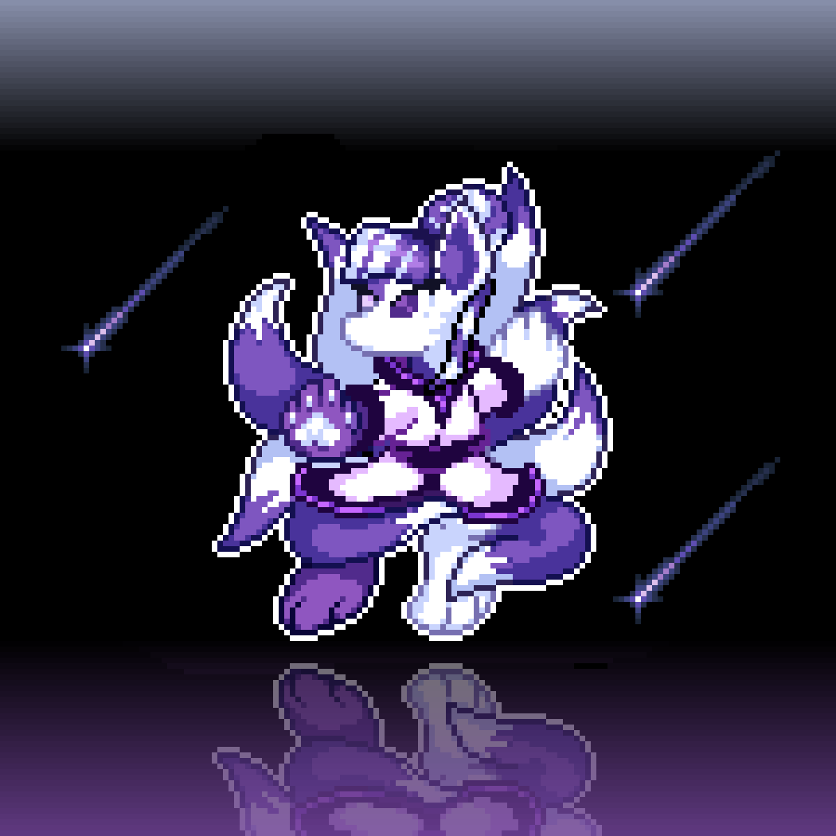 MarioGa87512515's tweet photo. This was quite a challenge to draw (especailly all those tails ;w;
Hope you like Yuki ^^

p.s. btw that's the same character just flipped, she's half white half purple :p

#pixelart #pixelartist #pixelartwork #digitalart #fanart #Kitsune #fantasy #fantasyart #fox https://t.co/sYimupnJyR