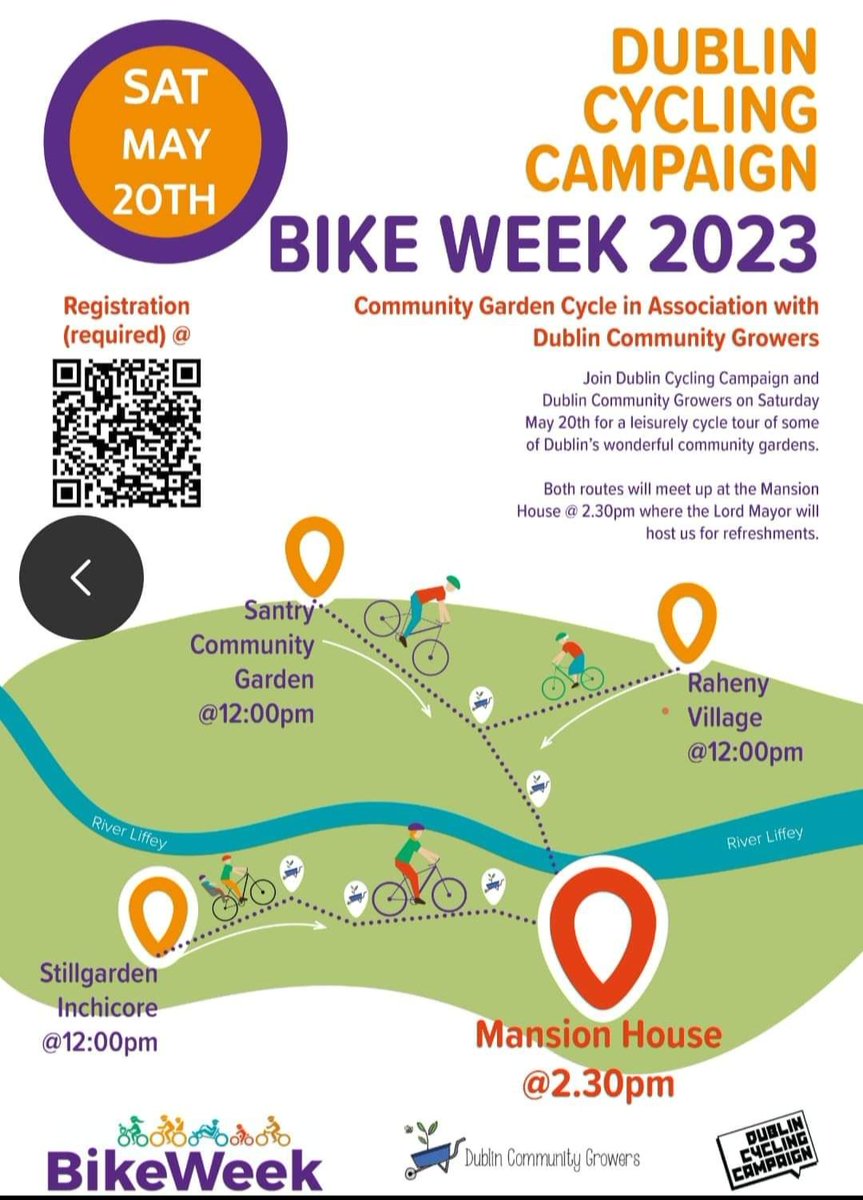 #MudIsland is happy to host #DublinCycling Campaign and #DublinCommunityGrowers annual #CommunityGardenCycle again! They'll be calling into MudIsland Community Garden this #Saturday 20th May c. 1.45 pm on route to the #MansionHouse. Join them at the start or from MudIsland.